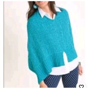 Chico's Tape Yarn Poncho Congo Green L/XL Versatile Multiple Ways To Wear NWT